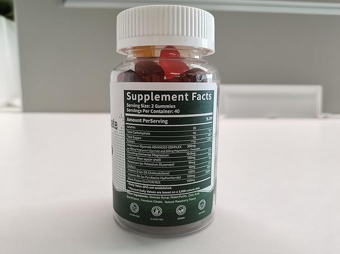 Magnesium Glycinate Gummies 400mg - Magnesium Supplement for Sleep,Stress & Muscle Relief Calm Magnesium Chews for Adults and Kids Fruit Flavor Black Currant Oil, Vegan, 2 Packs