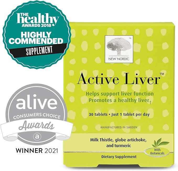NEW NORDIC Active Liver 30-Day Supply, Daily Liver Supplement, Milk Thistle, Artichoke & Turmeric, 30 Tablets (Pack of 1)