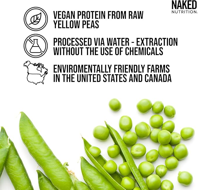 NAKED Vanilla Pea Protein Isolate from North American Farms, Only 3 Ingredients, Vanilla Vegan Protein, Gluten-Free, Soy Free, GMO Free - 2LB