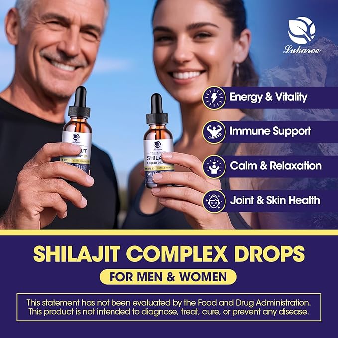 2 Pack Himalayan Shilajit Resin Drops for Men & Women, 16-in-1 Liquid Vitamin, Trace Minerals, Ginseng, Turmeric, Ashwagandha, Immune Support, Energy Boost & Joint Health, Pure Shilajit Supplement