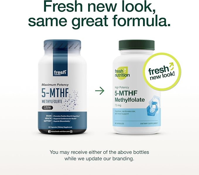 L Methylfolate 7.5mg – Maximum Potency – Superior Bioavailability – 5-MTHF Methyl Folate for Mood, Cognition, Immunity, Cardiovascular, Neurological, Reproductive Health - 60 Capsules