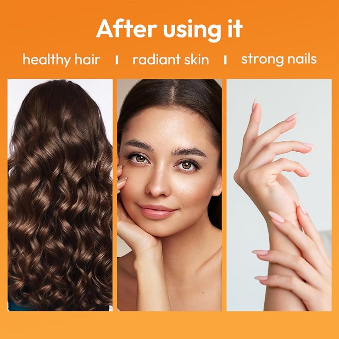 Biotin 10000 mcg with Zinc Vitamin C & Calcium Pantothenate – Supports Healthy Hair Growth, Strong Nails & Glowing Skin for Women & Men | Made in The USA | 60 Vegan Capsules (2 Months Supply)