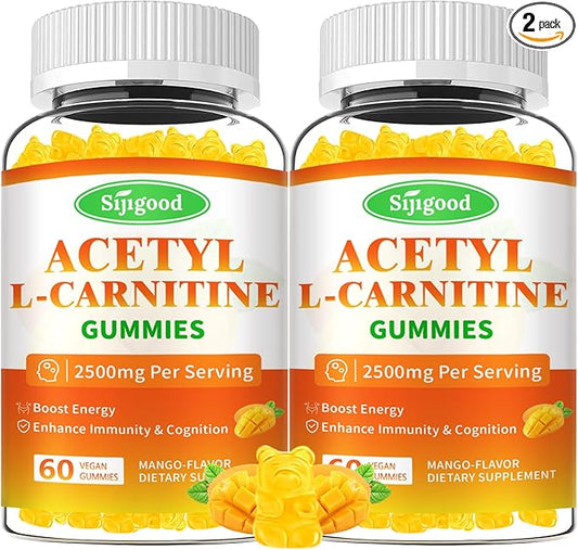 2 Pack Acetyl L-Carnitine Gummies for Men & Women - Daily Energy Support with Immune Support Gummies, Mango Flavor, 120 Count