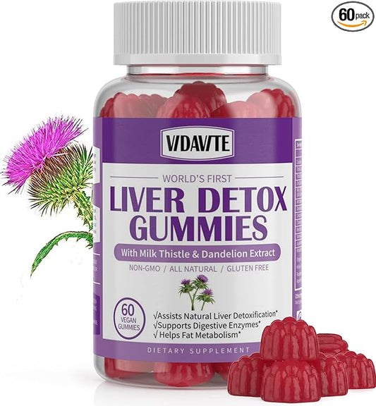 Liver Cleanse Detox & Repair Gummies — 1500mg Silymarin Milk Thistle Supplement with Artichoke, Dandelion and 20+ Herbs — Essential Liver Support Supplement for Men & Women (60 Vegan Gummies)