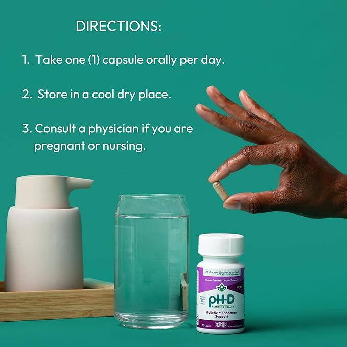 pH-D Feminine Health Support - Holistic Menopause Support - Oral Supplement with CON-CRET Concentrated Creatine, Sage, Rhodiola, and Black Cohosh - 30 Count