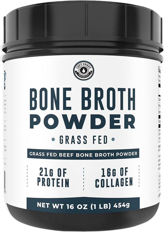 16oz Bone Broth Protein Powder From Grass Fed Beef - Unflavored, Single Ingredient - Rich in Collagen, Glucosamine, Gelatin, Paleo Protein Powder, Gut-Friendly, Non-GMO Ingredients, Dairy-Free Protein