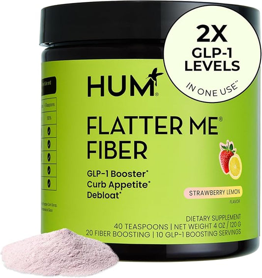 Flatter Me Fiber GLP-1 Booster – Prebiotic Fiber & Enzyme Supplement for Weight Support, Reduce Bloating, Double GLP-1 Levels, Digestive & Gut Health for Women & Men (10-GLP-1/20-Fiber Servings)