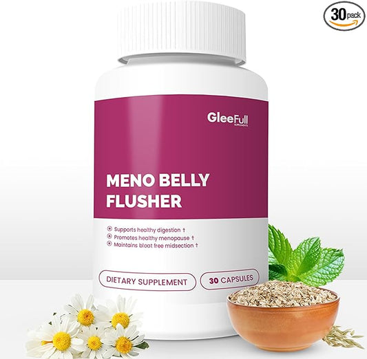GleeFull Meno Belly Flusher - Menopause Supplements for Women - Hormone Balance for Weight Loss - Supports Digestion to Maintain Healthy Metabolism (1 Pack, 30 Count)