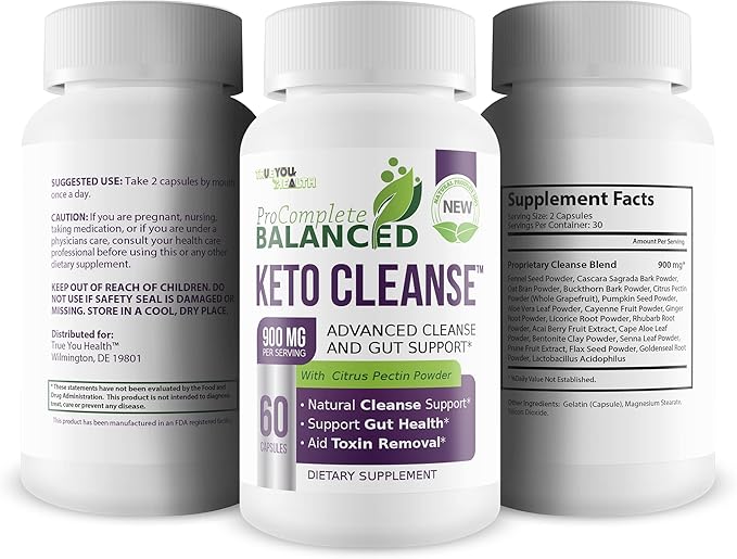 Keto Cleanse - Pro Complete Balanced Cleanse & Gut Support - Aid Toxin Removal & Nutrient Absorption - Help Cleanse The Body & Digestive Tract - All Natural Formula - Promote Healthy Gut & Digestion