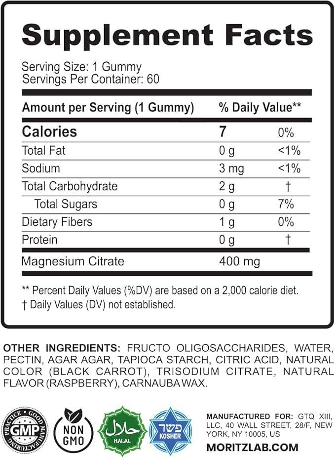 Magnesium Gummies Sugar-Free - Calm Magnesium Supplement for Children, Sugar-Free Magnesium Citrate Gummies for Kids & Adults (120 Count)