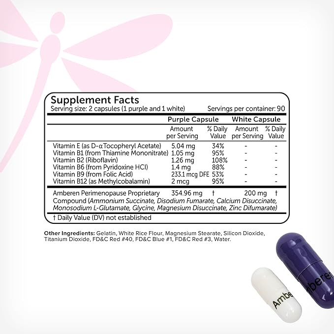 Amberen Perimenopause, Peri-Menopause Multi-Symptom Relief, Vitamin B, Vitamin E & Antioxidants Supplement, Helps Support Hormone Balance, Hot Flashes & Night Sweats, Supplements for Women, 180 Count