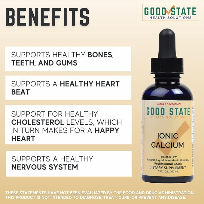 Good State Liquid Ionic Calcium Ultra Concentrate - 10 Drops Equals 50 Mg - 100 Servings Per Bottle 1.6fl. oz