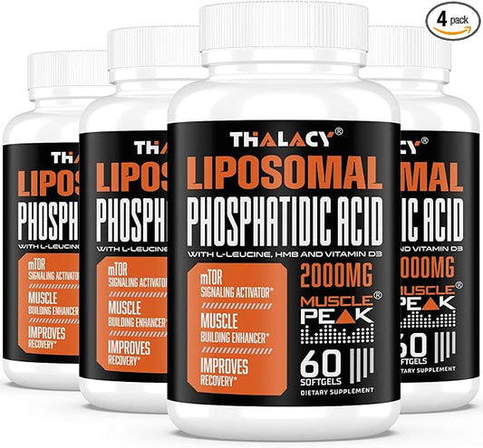 2000mg Liposomal Phosphatidic Acid Muscle Builder (PA), High Absorption Muscle Building Supplements for Men & Women | Muscle Gainer, mTOR Protein Synthesis & Lean Muscle, Strength, 4 Pack