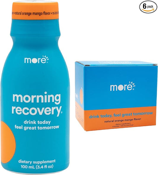 Morning Recovery Electrolyte, Milk Thistle Drink Proprietary Formulation to Hydrate While Drinking for Morning Recovery, Highly Soluble Liquid DHM, Orange Mango, Pack of 6