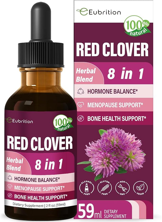 Natural Herbal Extract Red Clover Liquid Drops for Menopause Support. 2oz