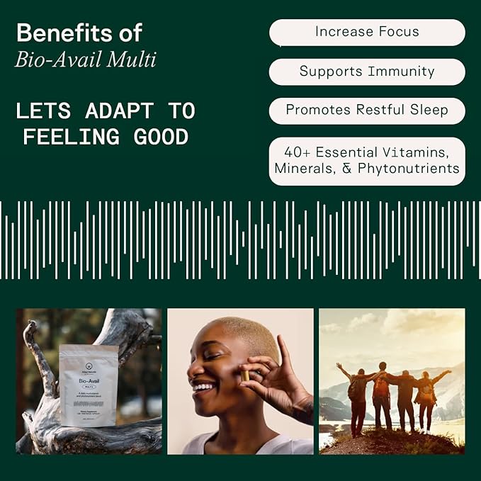 Adapt Naturals Multivitamin for Women & Men, Bioavailable Easy-to-Absorb Multivitamin Daily Supplement with Biotin, Niacin, Vitamin A, B, C, D, E, K1, Zinc, Magnesium - Immune Support - 60 Day Supply