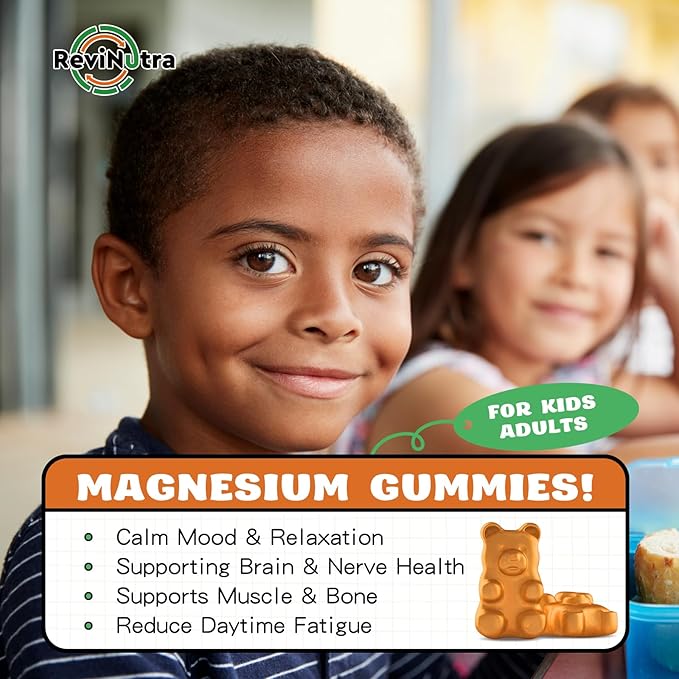 Magnesium Complex Gummies for Kids & Adults- Magnesium Glycinate, Threonate Supplement- Support Calm Stress Relief, Bones, Mood Vegan- Sugar-Free Orange Flavor, 60 Gummies