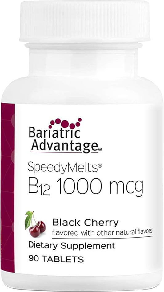 Bariatric Advantage B-12 Speedy Melts, Vitamin B12 1000 mcg Supplement, Fast Melting with 200 mcg of Folic Acid for Nutritional Support - Black Cherry, 90 Count