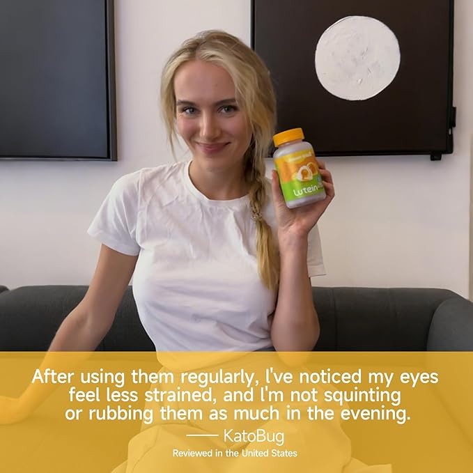 Lutein Gummies – 5mg Lutein & 1mg Zeaxanthin, Eye Vitamins for Kids & Teens, Orange Flavor, Sugar-Free, 60 Gummies