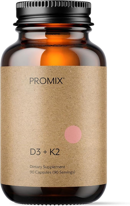 Promix Nutrition Vitamin D3 K2 5000iu supplement | MK4 & MK7 | Soy & Gluten Free - 90 count capsule