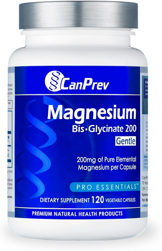 CanPrev Magnesium Bis-Glycinate Gentle 200mg, 120 V-Caps 120-Day Supply - Pure Elemental Magnesium Supplement, Supports Bone and Muscle Function, Gentle on Stomach, Perfect for Daily Magnesium Needs