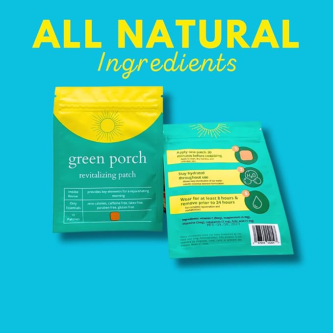 Premium Recovery Patches – Vitamin B12, Magnesium, Vitamin C, Folic Acid & Thiamine – Wellness, Energy Support & Travel – Skin-Friendly & Waterproof – 10 Individual Patches