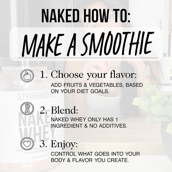 NAKED Vanilla Whey Protein 1Lb, Only 3 Ingredients, All Natural Grass Fed Whey Protein Powder + Vanilla + Coconut Sugar- GMO-Free, Soy Free, Gluten Free. Aid Muscle Growth, 12 Servings