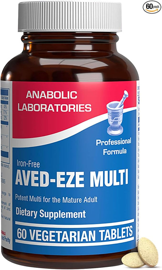 Iron Free Daily Multivitamin for Men and Women with Digestive Blend, 60 Tablets - AVED Eze Daily Multi Vitamin and Minerals Health Supplement - Vitamins A, C, D, E, Vitamin B Complex,