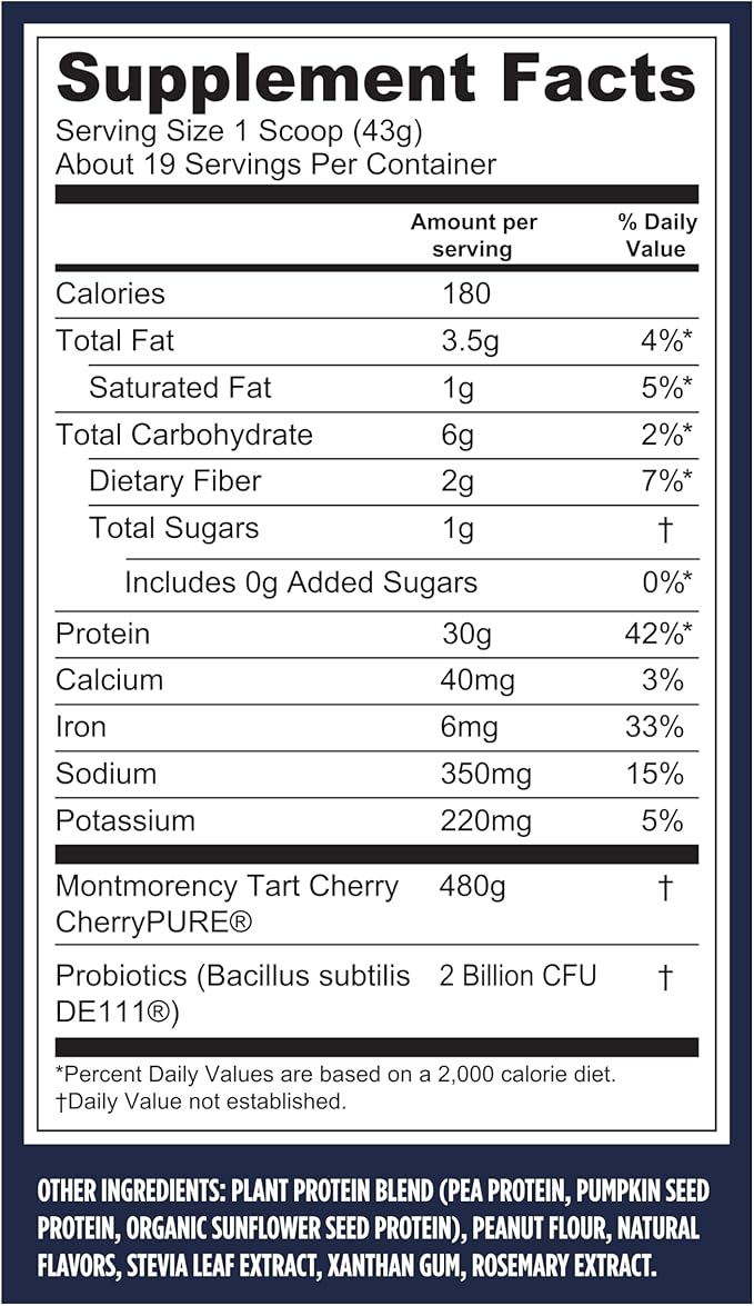 Vega Premium Sport Protein Peanut Butter Protein Powder, Vegan, Non GMO, Gluten Free Plant Based Protein Powder Drink Mix, NSF Certified for Sport, 28.7 oz