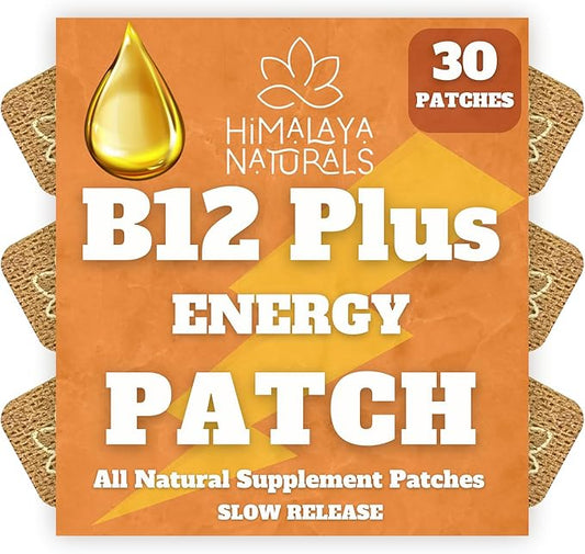 B12 Plus Energy Patches - Methylcobalamin B12-30-Day Supply for Energy Boost, Enhanced Stamina & Quick Recovery - B12 for Daily Vitality