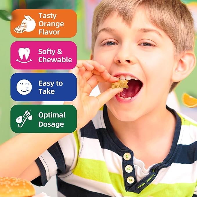 Calm Magnesium Gummies for Kids - Magnesium Glycinate, L-Threonate Supplement for Sleep, Brain, Immune & Bone Health - Great Tasting Magnesium Gummies for Adults & Kids - Vegan Sugar Free Orange 60ct