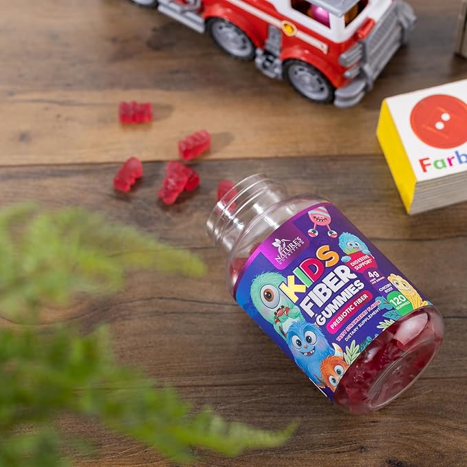 Fiber Gummies for Kids, Daily 4g Gummy Fiber Supplement, Prebiotic Digestive Health Support - Nature's Plant Based Soluble Fiber, Supports Regularity & Digestion for Kids Non-GMO - 120 Gummies