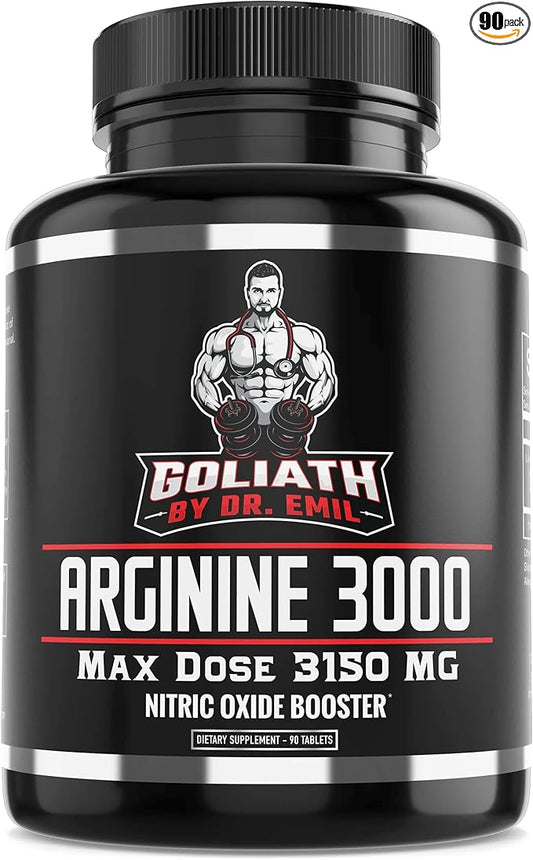Dr. Emil - L Arginine (3150mg) Highest Capsule Dose - Nitric Oxide Supplement for Vascularity, Endurance and Heart Health (AAKG and HCL) - 90 Tablets