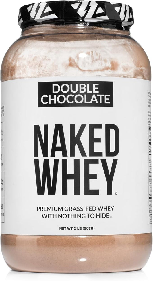 NAKED Whey Double Chocolate Grass Fed Whey Protein Powder, No GMO, No Soy, and Gluten Free. Nothing Artificial, Aid Growth and Recovery - 21 Servings