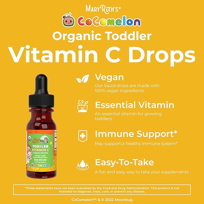 MaryRuth Organics Toddler Vitamin C Drops | USDA Organic Vitamin C Liquid Drops for Toddler | Ages 1-3 Years | Vitamin for Immune Support & Overall Health | Vegan | Non-GMO | 30 Servings