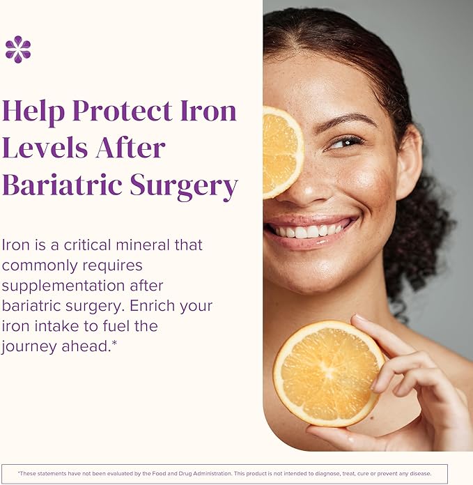 Barimelts Iron with Vitamin C, 90 Fast-Dissolving Tablets (1-Month Supply), Sugar-Free Bariatric Iron Supplement for Women, Natural Orange Flavor