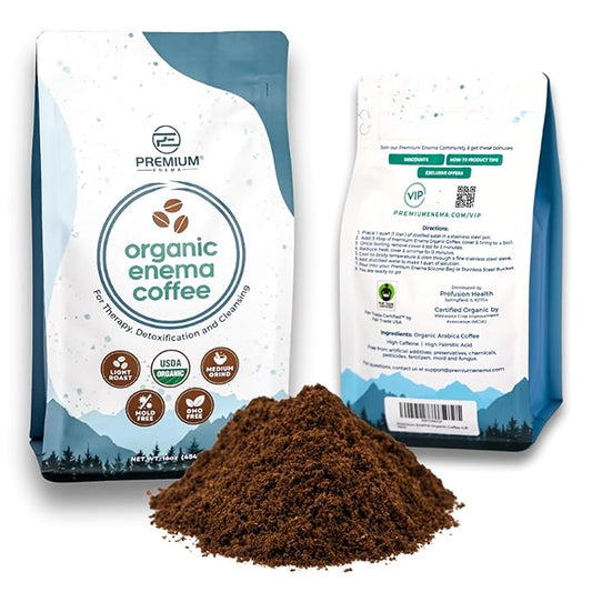 PE Premium Enema Organic Coffee for Enemas (1LB) Light Roast, Medium Ground. Ideal for Liver Cleansing, Colon Cleansing, Gerson Coffee Enemas.