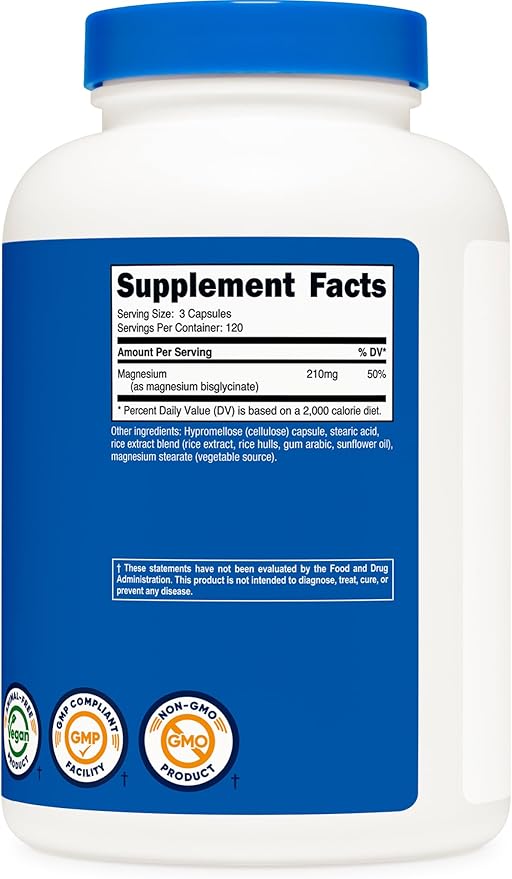 Nutricost Magnesium Glycinate Capsules (360 Capsules, 210 mg Per Serving) - Magnesium Glycinate Supplement for Gentle Absorption