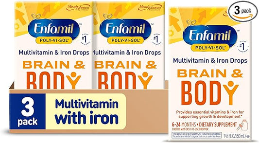 Enfamil Poly-Vi-Sol with Iron Liquid Multivitamin Drops, Supports Growth & Development*, 50mL Bottle (Pack of 3)