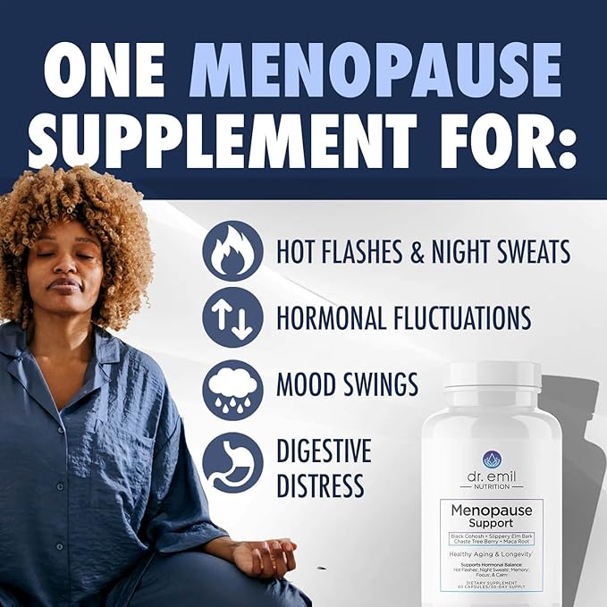 DR. EMIL NUTRITION Menopause Supplements for Women - Multi-Symptom Menopause Relief for Hot Flashes, Night Sweats & Mood Swings - Menopause Support Pills with Black Cohosh - 30 Day Supply