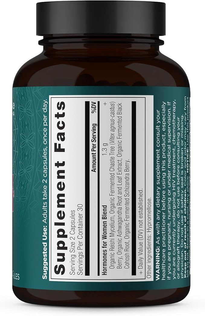 Ancient Nutrition Women's Hormones, Helps Reduce Stress, Supports Energy, Hormone Balance, Gluten Free, Paleo and Keto Friendly, 60 Capsules
