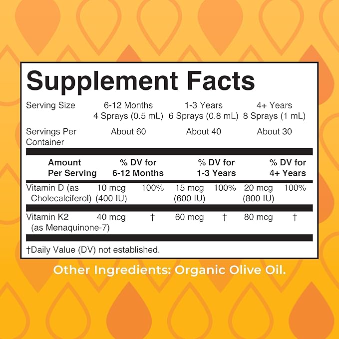 MaryRuth's Vitamin D3 | K2 | Liquid Spray | Supplement for Adults & Kids | Calcium Absorption Strong Bones | Vegan | Non-GMO | Gluten Free | 1 Fl Oz