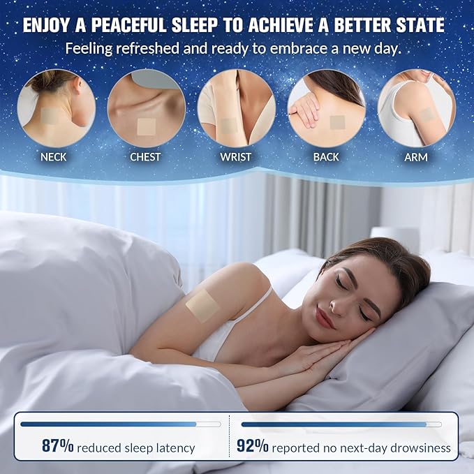 Sleep Patches for Adults Extra Strength Clinically-Studied L-Theanine + Magnesium Glycinate + Tart Cherry,8-Hour Time Release Technology for Deeper-(60 Patches-1pack)