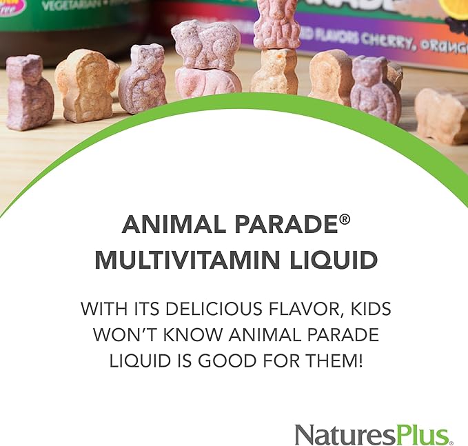 NaturesPlus Animal Parade Children's Liquid Multivitamin, Tropical Berry Flavor - 30 fl oz, Pack of 2 - Whole Food Supplement - Vegetarian, Gluten Free - 120 Total Servings