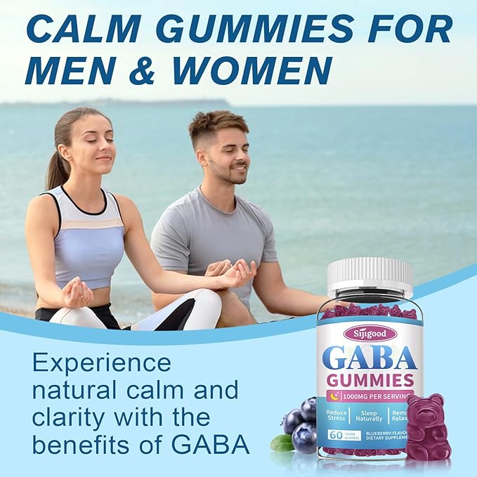 2 Pack GABA Gummies for Adults, Relaxation, Zzz & Mood – Sugar-Free Calm Gummies with L-Theanine, 5-HTP, Vitamin D3 – Natural Zzz Support, GABA Supplements for Kids, 120 Count