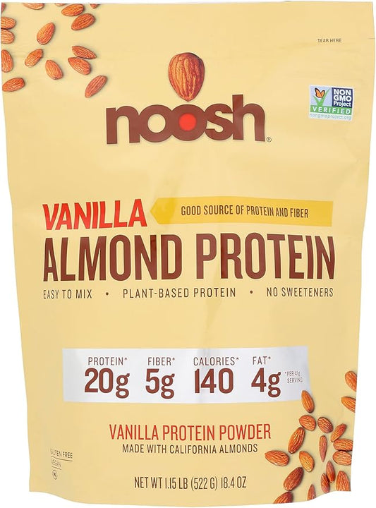 NOOSH Plant Based Almond Protein Powder Vanilla 35 Gram - Vegan, All Natural Ingredients, Non-GMO, Gluten Free, Kosher, Peanut Free, Soy Free, Dairy Free (Vanilla)