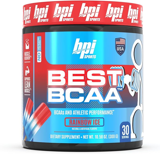 BPI Sports Best BCAA - The Building Blocks of Protein and Muscle - Post-Workout Recovery - Weight Loss Support - Rainbow Ice, 30 Servings, 300 g