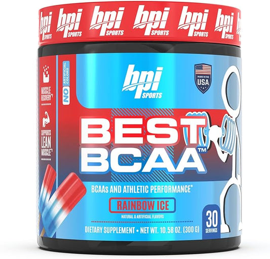 BPI Sports Best BCAA - The Building Blocks of Protein and Muscle - Post-Workout Recovery - Weight Loss Support - Rainbow Ice, 30 Servings, 300 g
