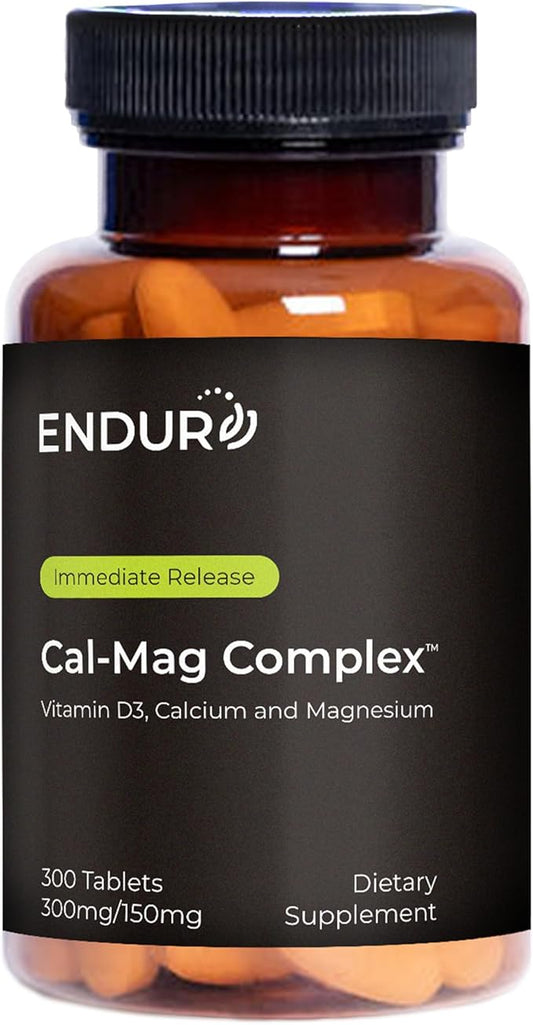 Calcium Magnesium Supplement (Cal-Mag Complex) - 300mg Calcium & 150mg Magnesium - 300 Tablets - Endurance Products Company