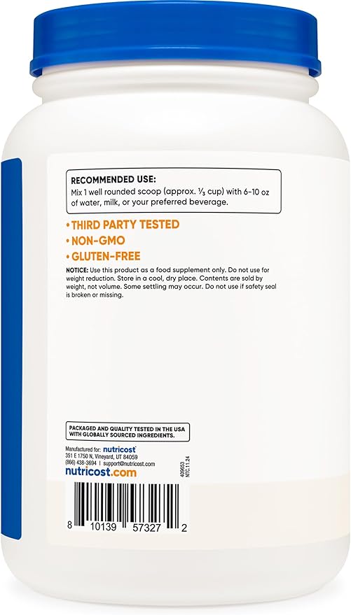 Nutricost Whey Protein Concentrate (Unflavored) 2LBS - Gluten Free & Non-GMO